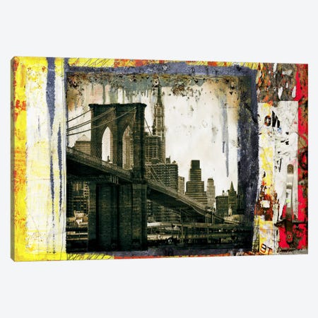 Pont Brooklyn Pancarte (Brooklyn Bridge) Canvas Print #LUZ21} by Luz Graphics Canvas Art Print
