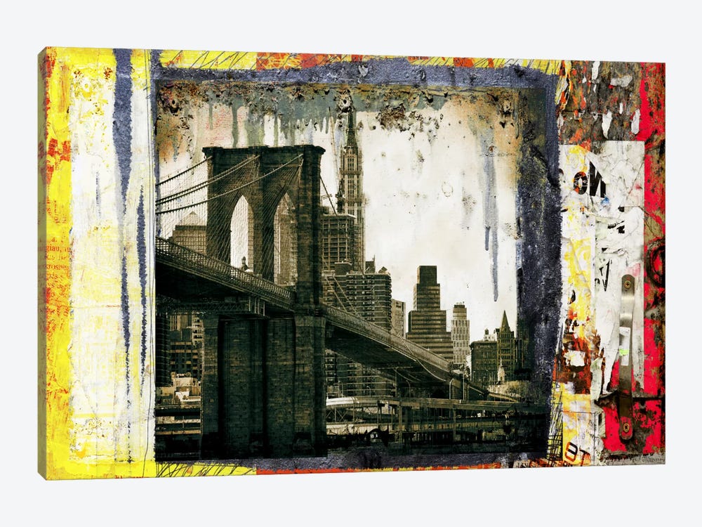 Pont Brooklyn Pancarte (Brooklyn Bridge) by Luz Graphics 1-piece Canvas Wall Art