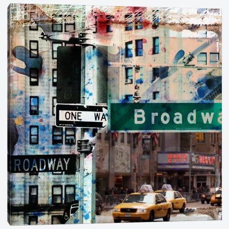 One Way Broadway Canvas Print #LUZ27} by Luz Graphics Canvas Artwork