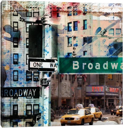 One Way Broadway Canvas Art Print - Urban Dorm Room