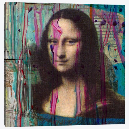 Mona Lisa Dripping Canvas Print #LUZ31} by Luz Graphics Canvas Art