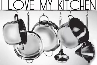 I Love My Kitchen by Luz Graphics metal wall art