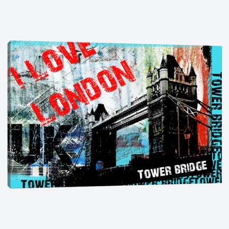 I Love London Canvas Print #LUZ51} by Luz Graphics Canvas Wall Art