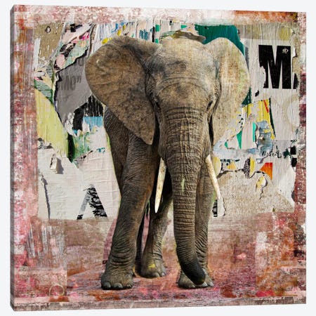 Elephant Torn Posters Canvas Print #LUZ56} by Luz Graphics Canvas Art Print