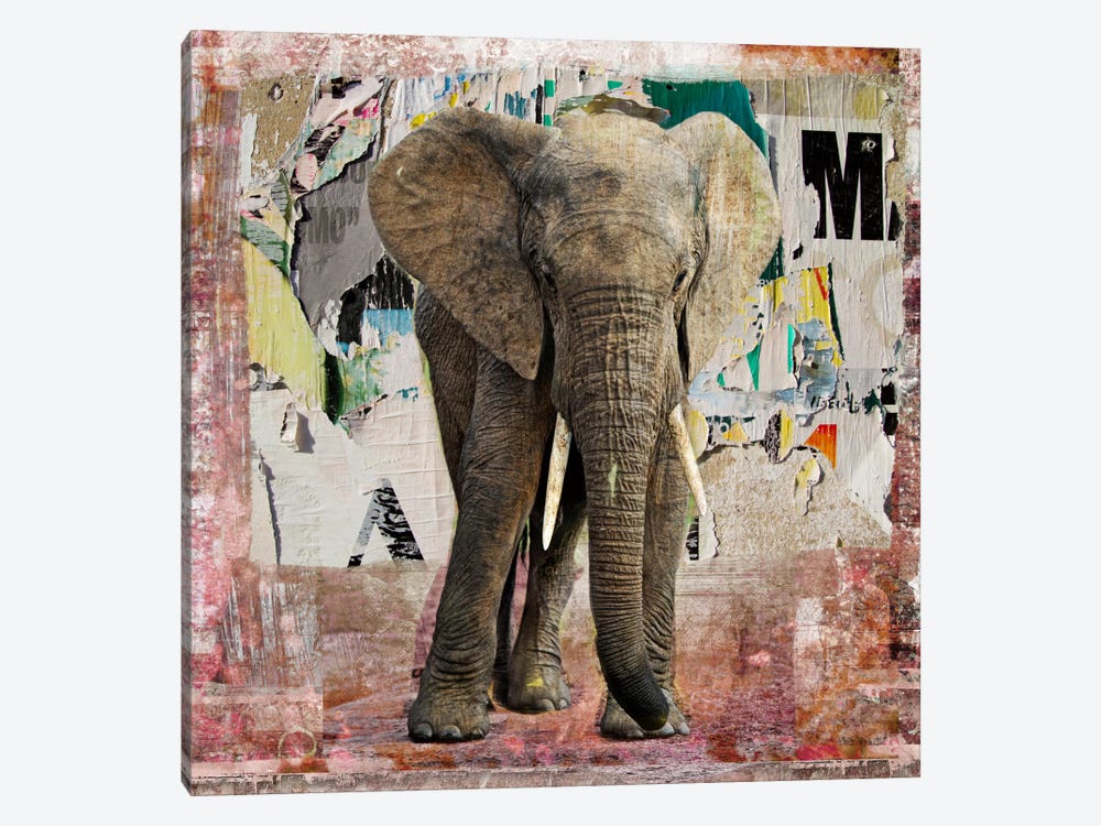Elephant Torn Posters by Luz Graphics 1-piece Canvas Wall Art
