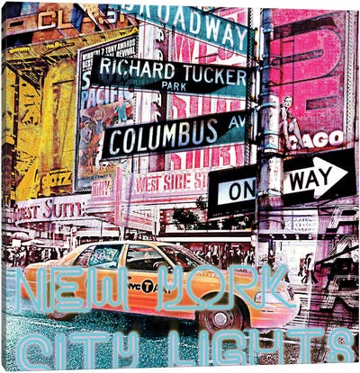 New York City Lights Canvas Art Print - Broadway & Musicals