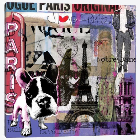 I Love Paris! Canvas Print #LUZ76} by Luz Graphics Canvas Art Print
