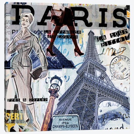 Paris Sights & Fashions Canvas Print #LUZ78} by Luz Graphics Canvas Wall Art