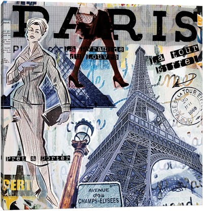 Paris Sights & Fashions Canvas Art Print - Historical Fashion Art