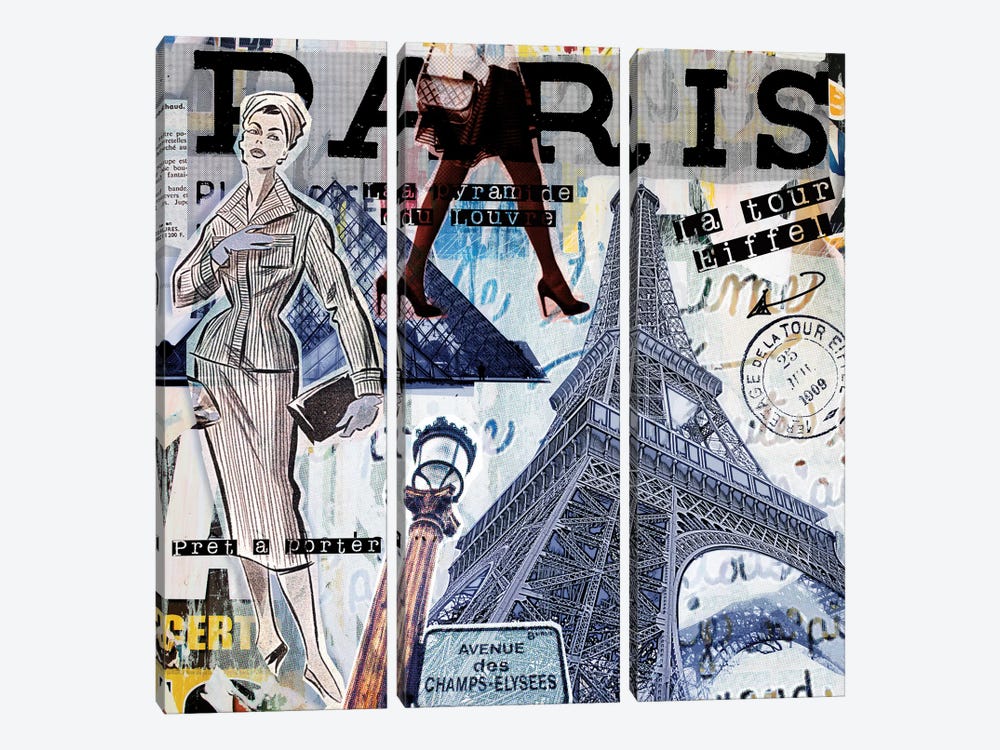 Paris Sights & Fashions by Luz Graphics 3-piece Canvas Artwork