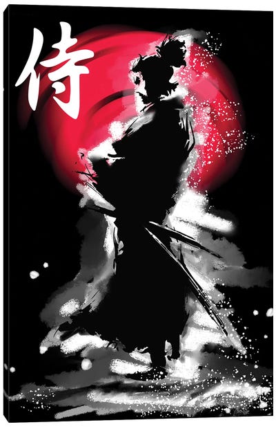 Samurai Warrior With Katana Canvas Art Print - Samurai Art