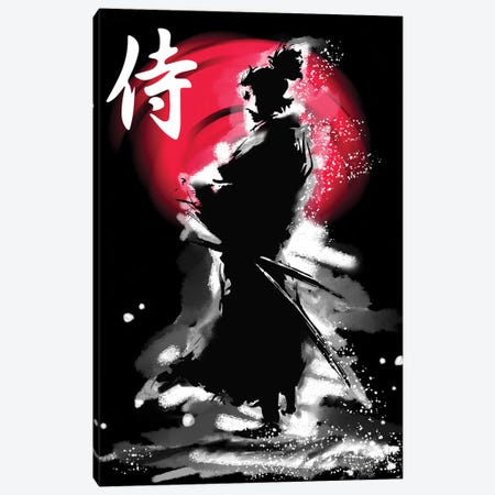 Samurai Warrior With Katana Canvas Print #LUZ86} by Luz Graphics Canvas Artwork