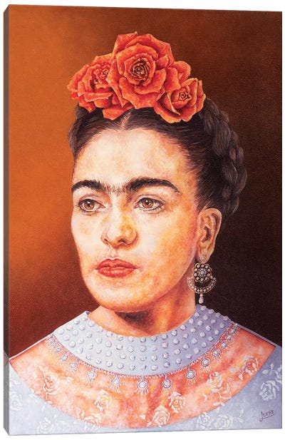 Frida In Chantilly Canvas Art Print - Mexican Culture