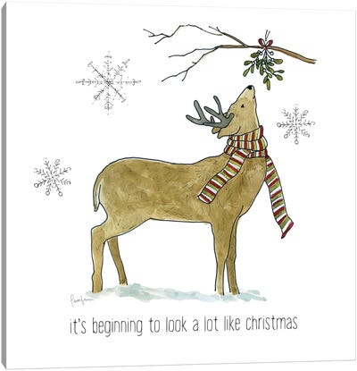 Simple Winter Pleasures Deer Canvas Art Print