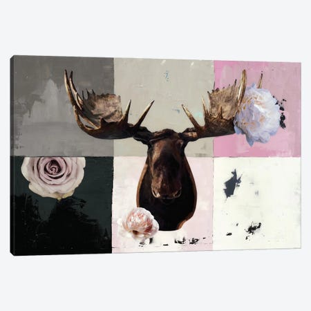 Pink Moose Canvas Print #LVH40} by Laura Van Horne Canvas Print