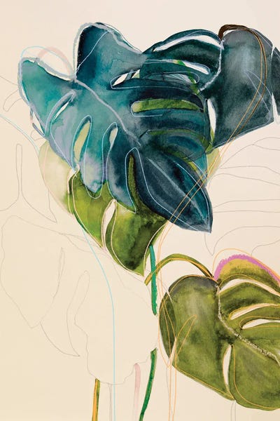 Blue Monstera by Leigh Viner art print