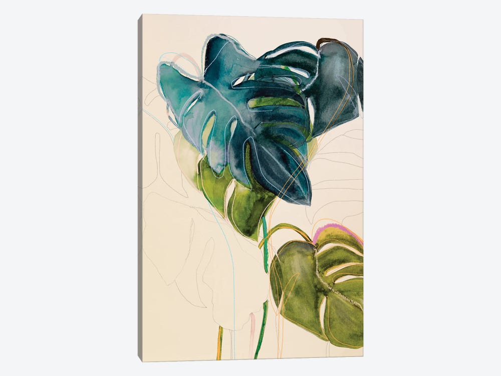 Blue Monstera by Leigh Viner 1-piece Canvas Print