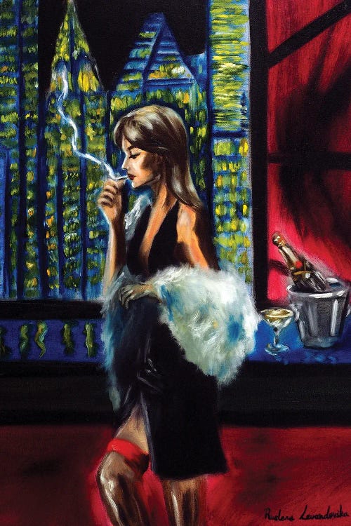 Woman In The City Night by Ruslana Levandovska wall art