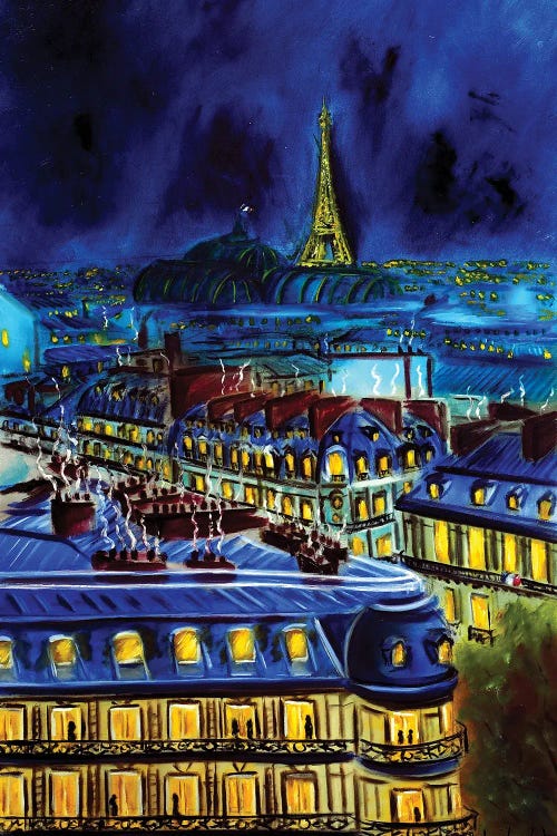 Evening Paris Cityscape by Ruslana Levandovska wall art