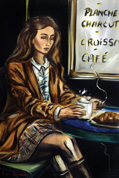 Gifts Inspired by Red: Woman At A Paris Cafe Iii by Ruslana Levandovska