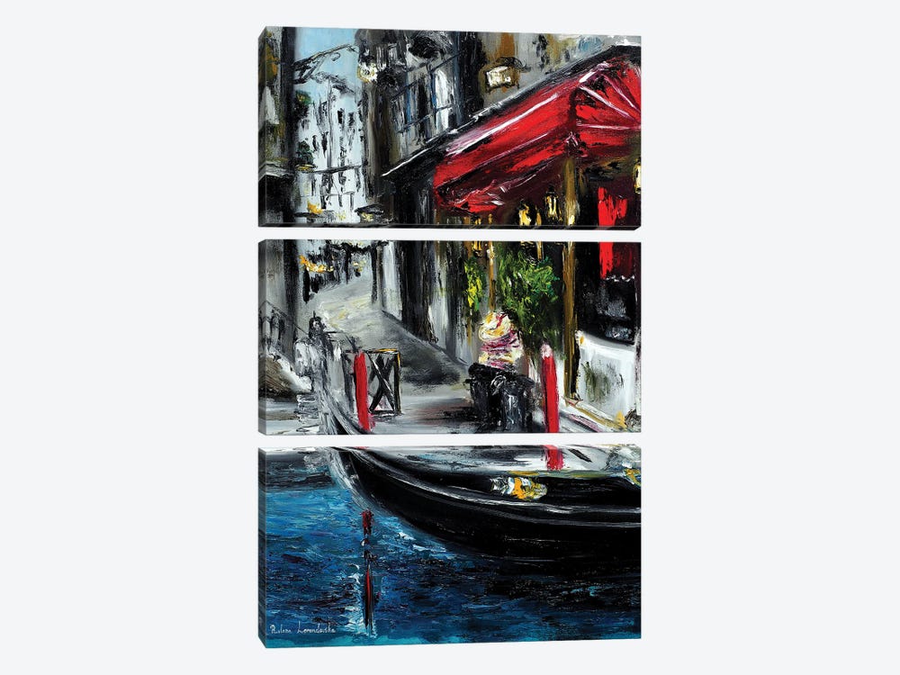 Gondoliere In Venice by Ruslana Levandovska 3-piece Canvas Wall Art