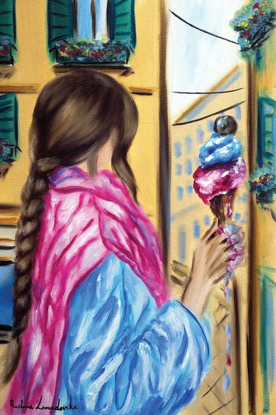 The Girl With The Gelato by Ruslana Levandovska acrylic art print