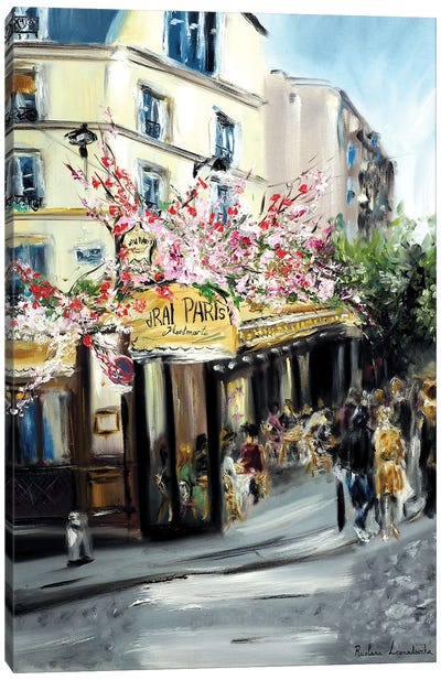 Le Vrai Paris Cafe, Montmarte Canvas Art Print - Ruslana Levandovska