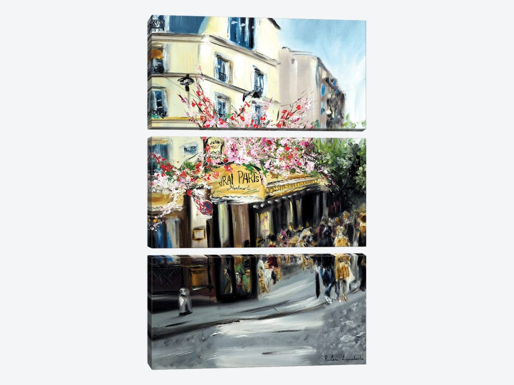 Le Vrai Paris Cafe, Montmarte by Ruslana Levandovska 3-piece Canvas Wall Art