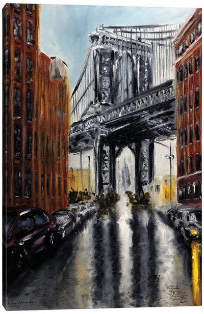 Manhattan Bridge, Dumbo Canvas Art Print - Ruslana Levandovska