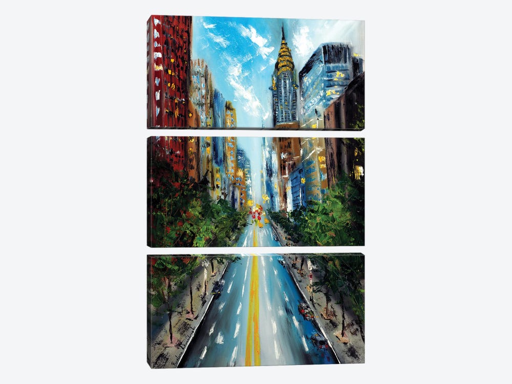 Manhattan Street by Ruslana Levandovska 3-piece Canvas Art Print
