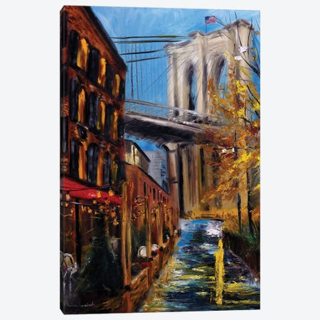 Autumn At Brooklyn Bridge Canvas Print #LVV1} by Ruslana Levandovska Canvas Wall Art