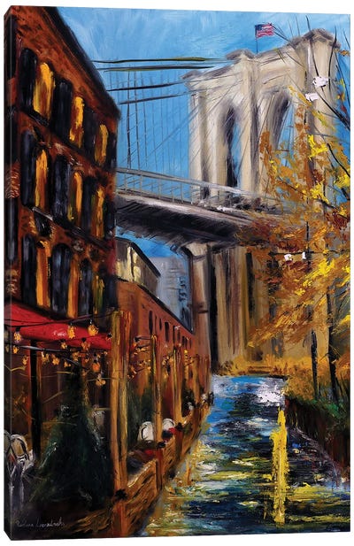 Autumn At Brooklyn Bridge Canvas Art Print - Ruslana Levandovska