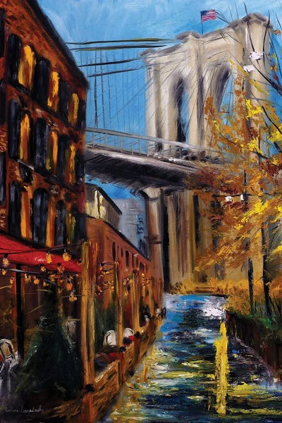 Contemporary Streetscapes: Autumn At Brooklyn Bridge by Ruslana Levandovska