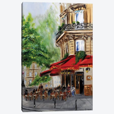 Paris Corner Cafe Canvas Print #LVV24} by Ruslana Levandovska Canvas Art