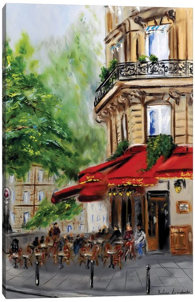Paris Corner Cafe Canvas Art Print - Impressionism Art