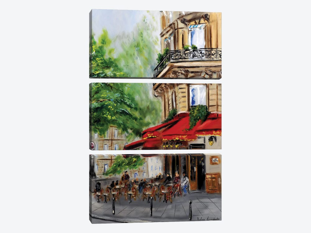 Paris Corner Cafe by Ruslana Levandovska 3-piece Canvas Print