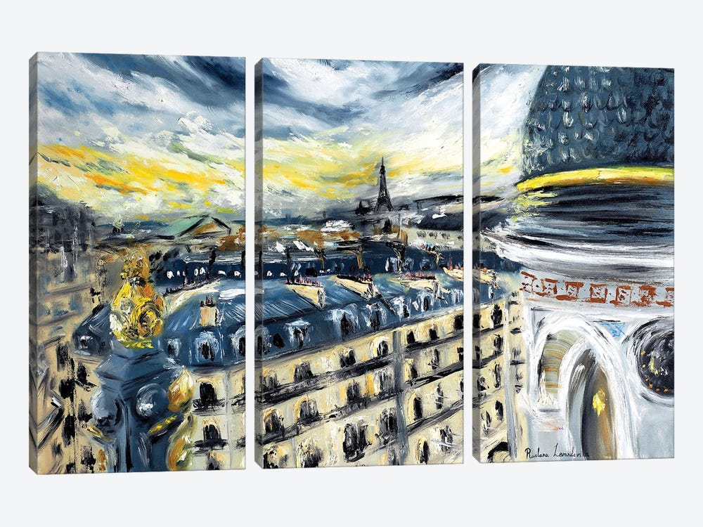 Paris Rooftops by Ruslana Levandovska 3-piece Canvas Art