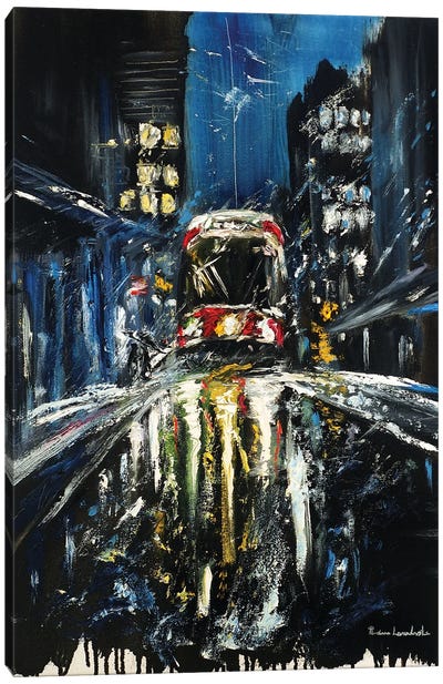Red Streetcar Of Toronto Canvas Art Print - Ruslana Levandovska