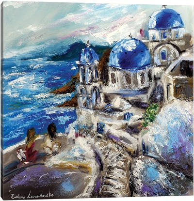 Santorini, Greece Canvas Art Print - Churches & Places of Worship