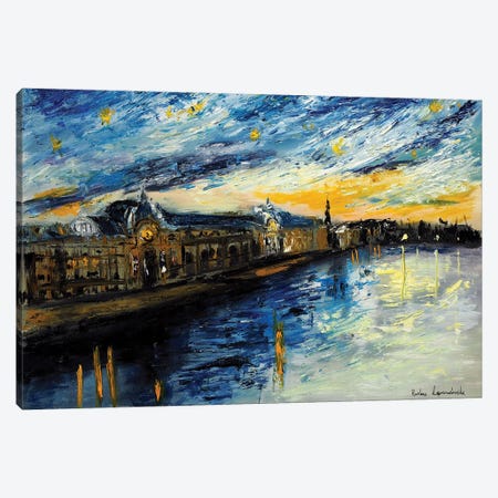 Starry Night Over Paris, Musee D'Orsay Canvas Print #LVV32} by Ruslana Levandovska Canvas Wall Art