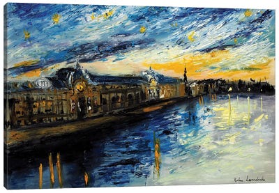 Starry Night Over Paris, Musee D'Orsay Canvas Art Print - Paris Art