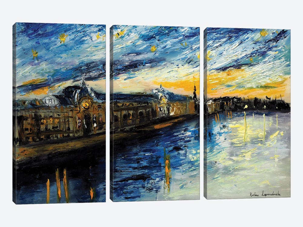 Starry Night Over Paris, Musee D'Orsay by Ruslana Levandovska 3-piece Canvas Art