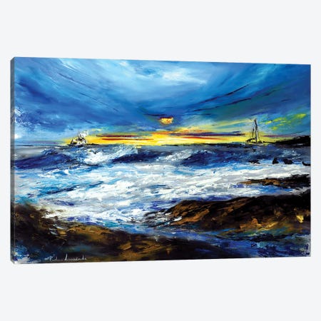 Sunset Over An Ocean Canvas Print #LVV33} by Ruslana Levandovska Canvas Wall Art