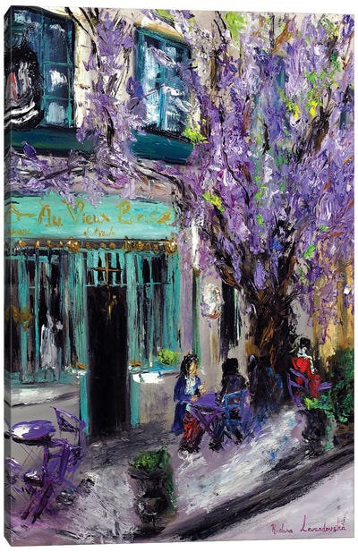 The Purple Cafe In Paris, France Canvas Art Print - Cafe Art