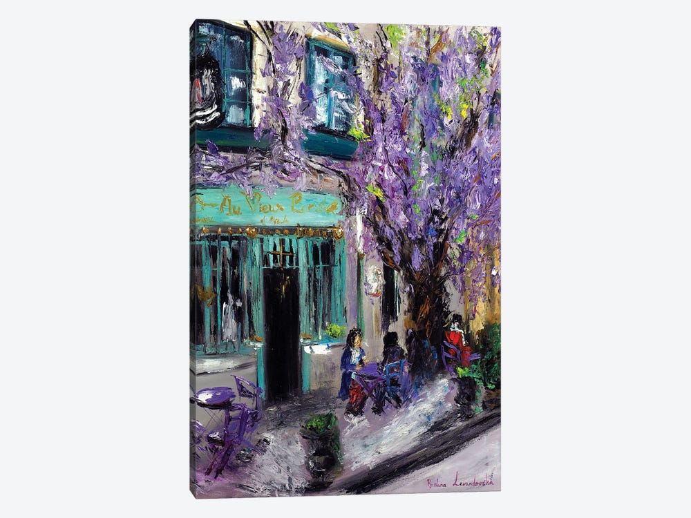 The Purple Cafe In Paris, France by Ruslana Levandovska 1-piece Canvas Print