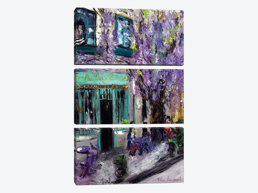 The Purple Cafe In Paris, France by Ruslana Levandovska 3-piece Art Print