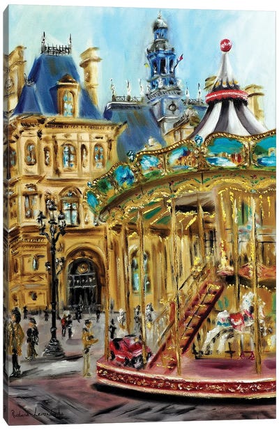 The Streets Of Paris Canvas Art Print - Carousels
