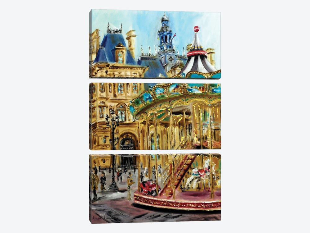 The Streets Of Paris by Ruslana Levandovska 3-piece Canvas Art