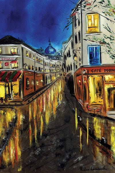 Contemporary Streetscapes: Night At Montmartre, Paris by Ruslana Levandovska
