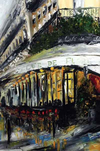 Cafes: Cafe De Flore, Evening Paris by Ruslana Levandovska